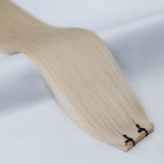 Cool platinum blonde hair extensions for an icy, luxurious blonde finish. Available in Weft, Tape, Nano Tip, and Invisi Weft.